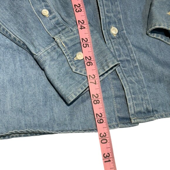 FRAME Long Sleeve Button Down Denim Shirt Blue Size Medium - Picture 5 of 10